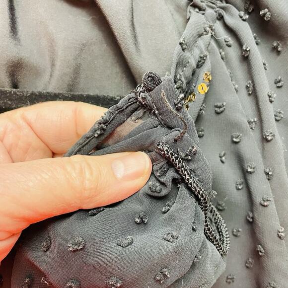 Altuzarra x Target Goth Maxi Dress Womens 4 Black Swiss Dot Sequin Detail Slit - Picture 11 of 11